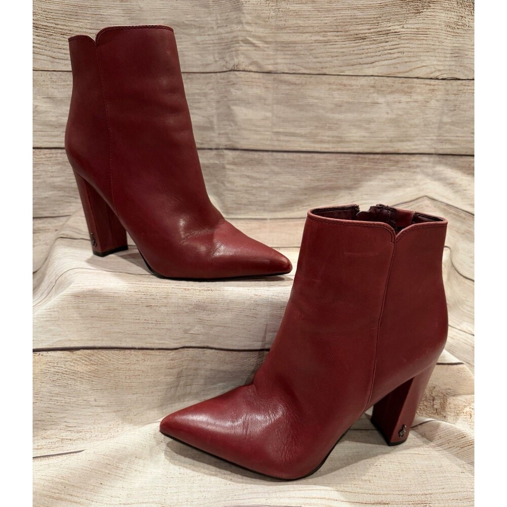 Sam Edelman Raelle Cabernet Red Leather Ankle Boot Size US 7